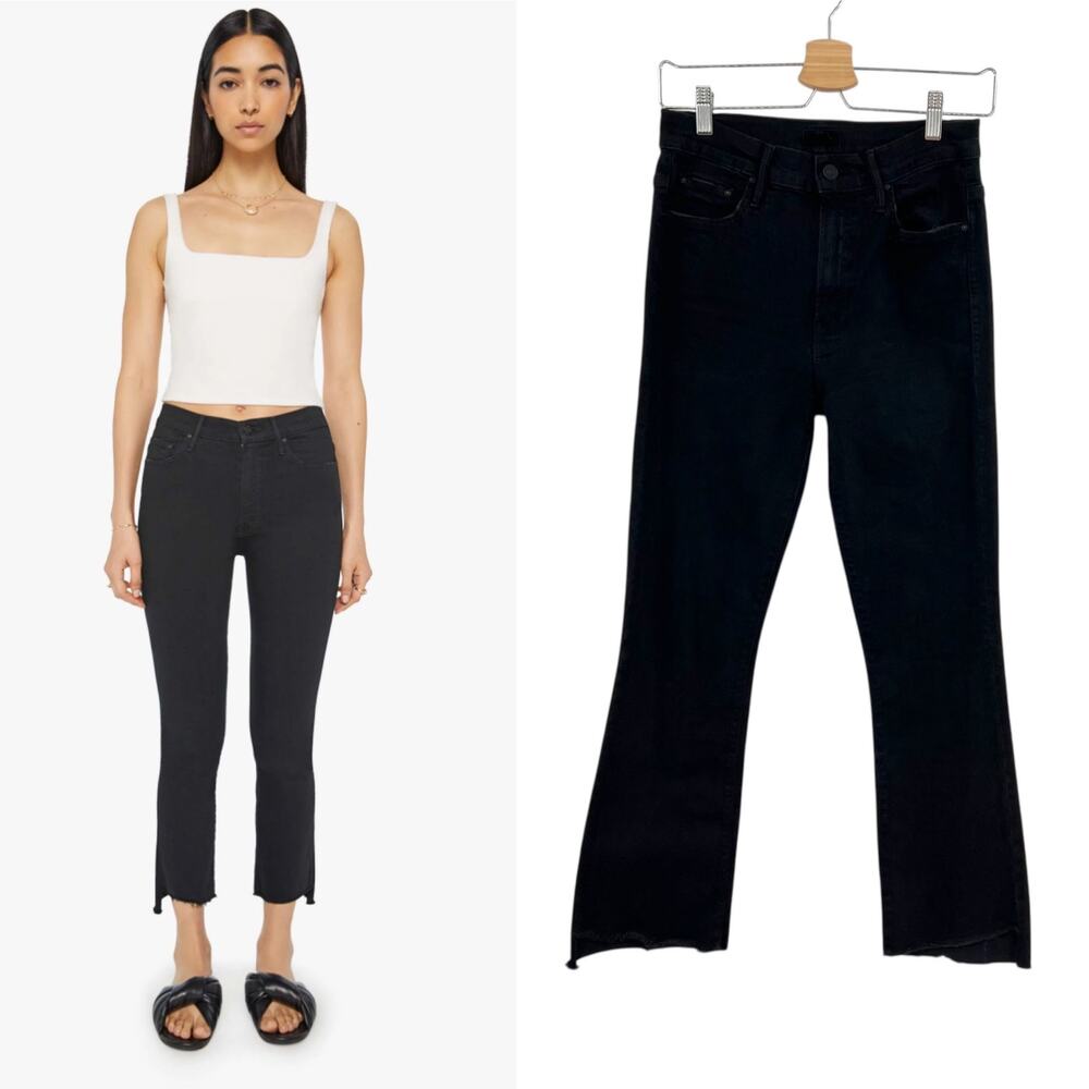 Mother The Insider Crop Step Fray Jeans Denim Not Guilty Wash Black Size‎ 28